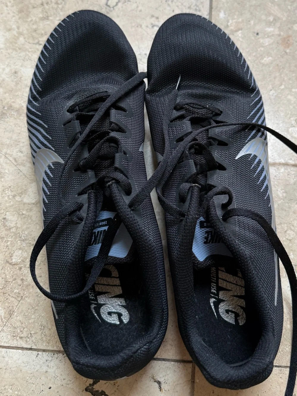 Nike Men’s Black and Silver Sprint Track Spikes - NEW (not in box) size 11